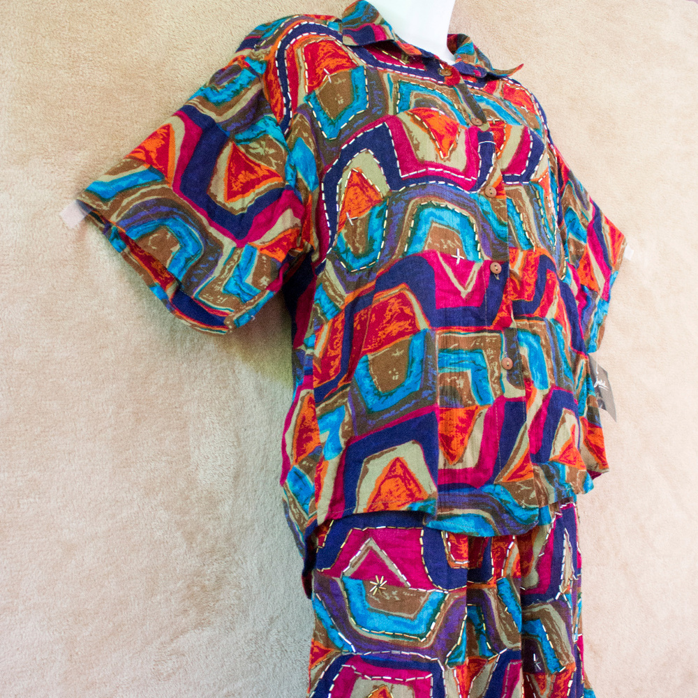 SOLD! 80s Patterned Romper style 2 piece outfit - Picture 3 of 8
